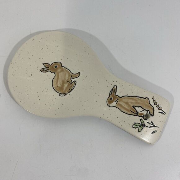 Eli + Ana Bunny Rabbit Pottery Art Spoon Rest - Picture 5 of 7
